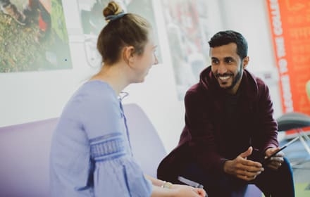 students chatting