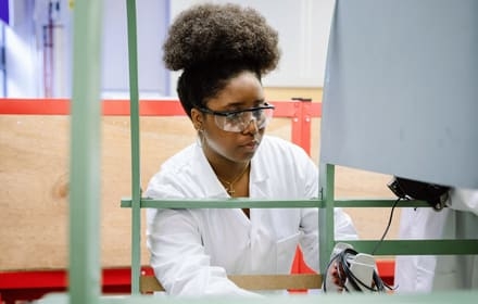 female student in a laboratory