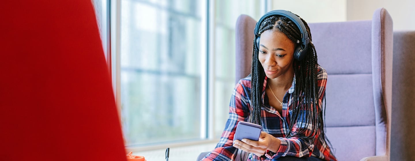 Student listening to music