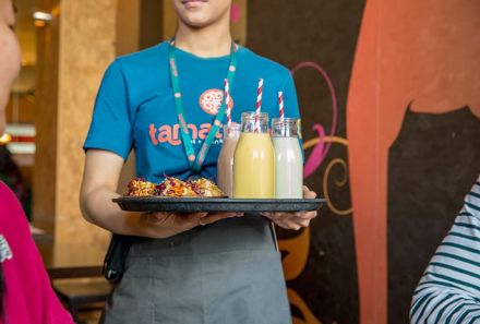 Nottingham Trent students enjoy a meal